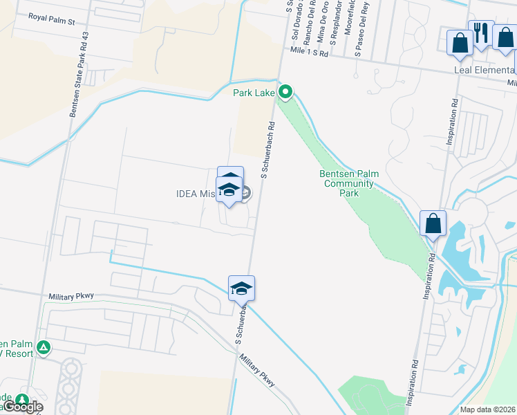 map of restaurants, bars, coffee shops, grocery stores, and more near North Schuerbach Road in Mission