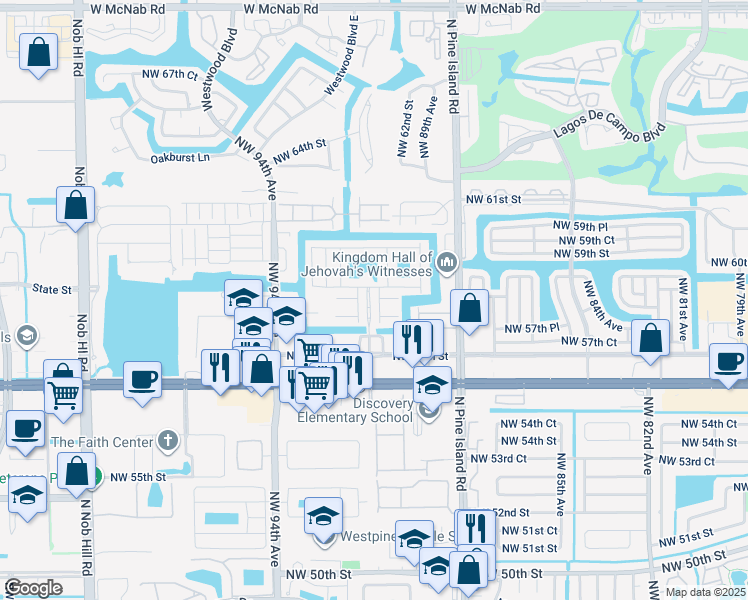 map of restaurants, bars, coffee shops, grocery stores, and more near 5851 Whitehall Way in Tamarac
