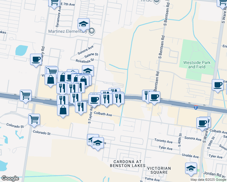 map of restaurants, bars, coffee shops, grocery stores, and more near 4900 West Expressway 83 in McAllen