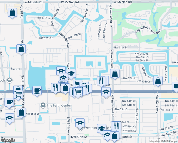 map of restaurants, bars, coffee shops, grocery stores, and more near 5869 Hampton Hills Boulevard in Tamarac