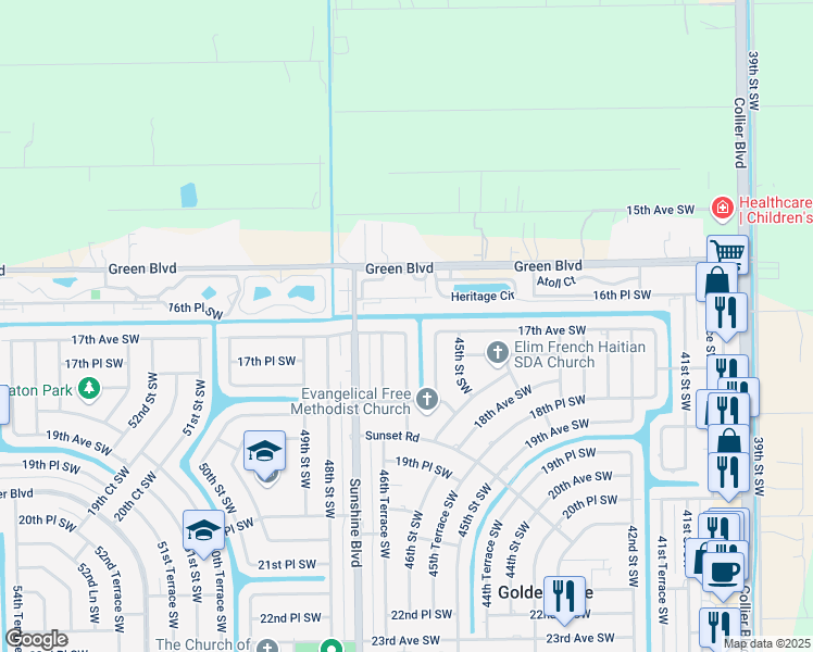 map of restaurants, bars, coffee shops, grocery stores, and more near 4597 17th Avenue Southwest in Naples