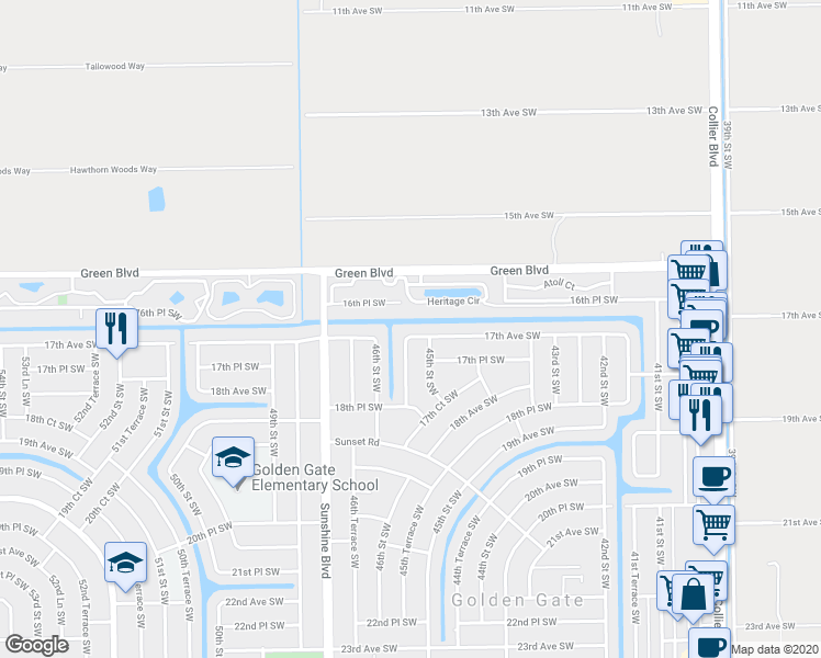 map of restaurants, bars, coffee shops, grocery stores, and more near 4533 17th Avenue Southwest in Naples