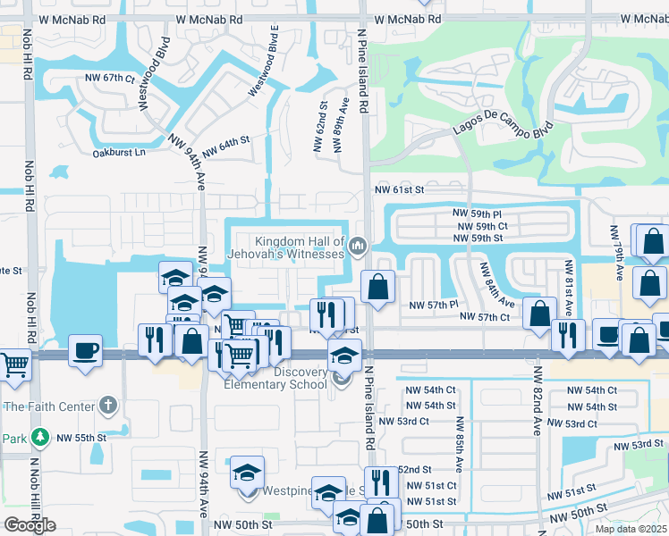 map of restaurants, bars, coffee shops, grocery stores, and more near 5898 Abbey Road in Tamarac