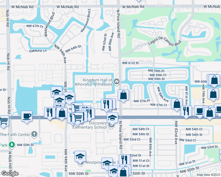 map of restaurants, bars, coffee shops, grocery stores, and more near 5898 Abbey Road in Tamarac