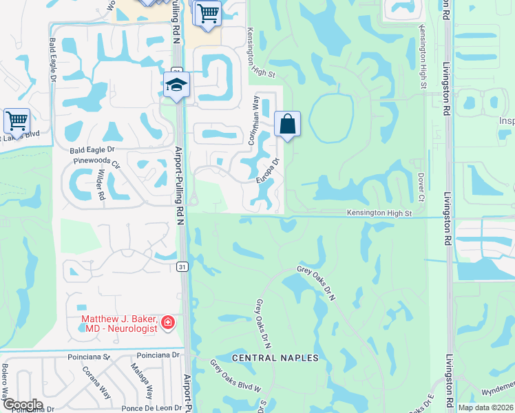 map of restaurants, bars, coffee shops, grocery stores, and more near 3320 Olympic Drive in Naples