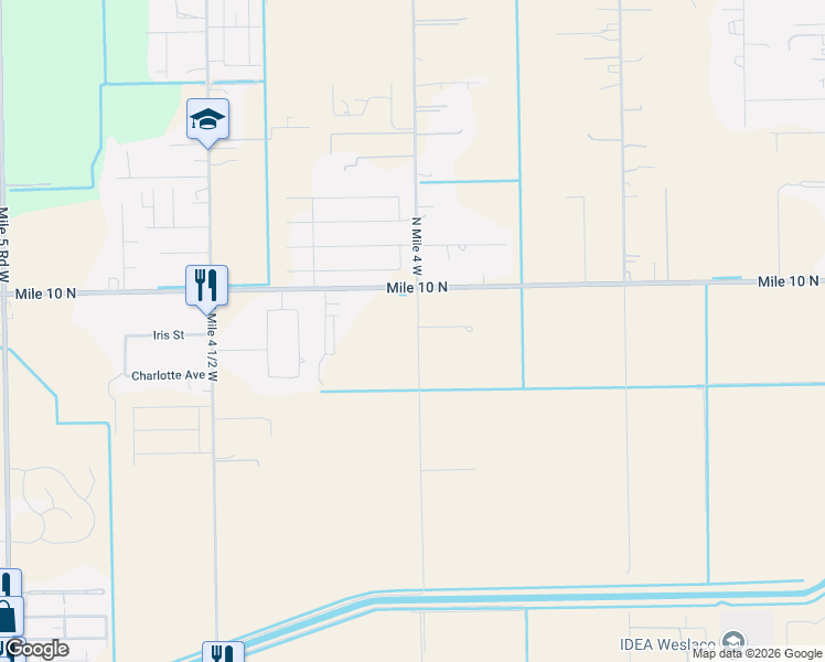 map of restaurants, bars, coffee shops, grocery stores, and more near 3901 Mile 4 West Road in Weslaco