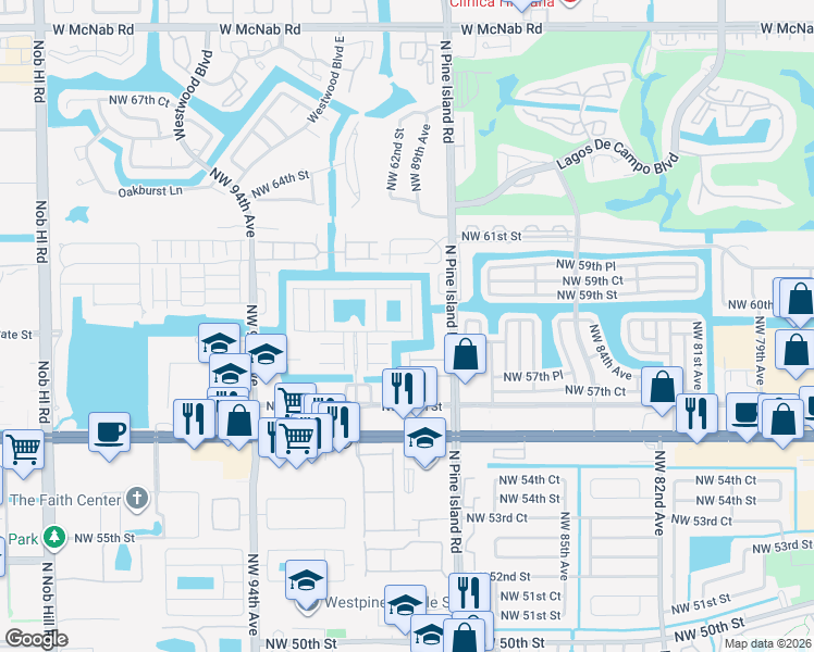 map of restaurants, bars, coffee shops, grocery stores, and more near 5898 Abbey Road in Tamarac