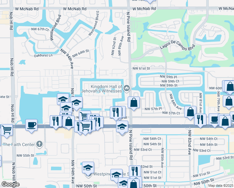 map of restaurants, bars, coffee shops, grocery stores, and more near 5898 Abbey Road in Tamarac