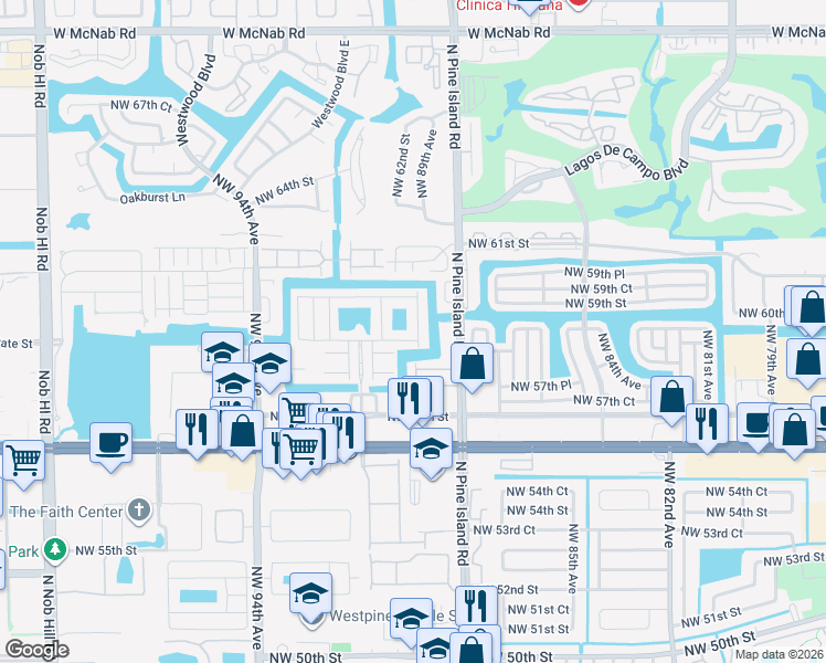 map of restaurants, bars, coffee shops, grocery stores, and more near 5898 Abbey Road in Tamarac