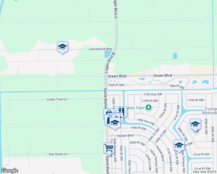 map of restaurants, bars, coffee shops, grocery stores, and more near 5190 16th Place Southwest in Naples