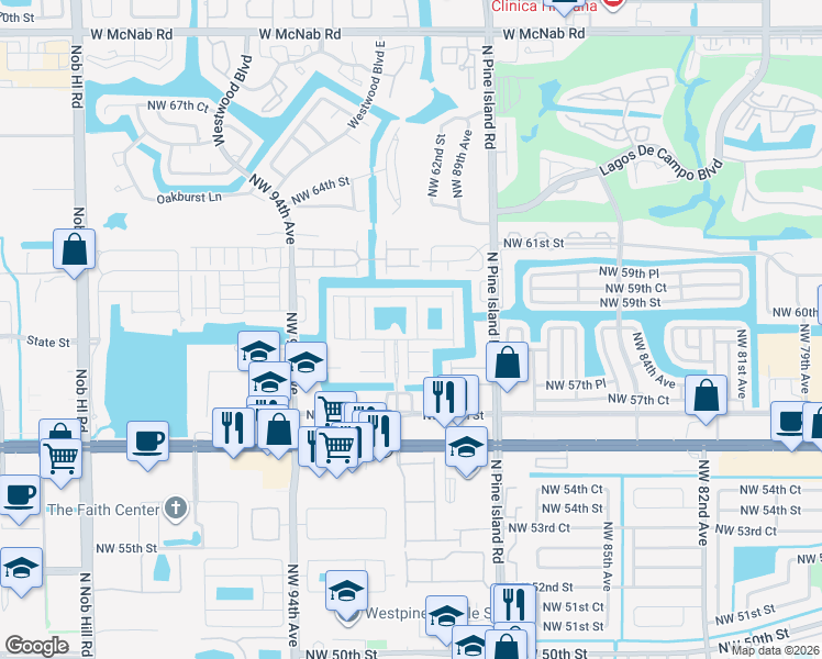 map of restaurants, bars, coffee shops, grocery stores, and more near 5909 Royal Way in Tamarac
