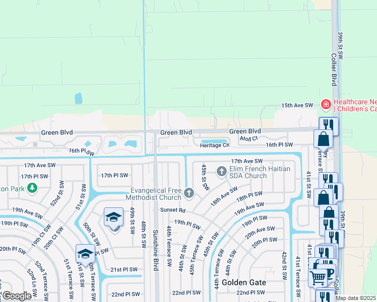 map of restaurants, bars, coffee shops, grocery stores, and more near 4597 17th Avenue Southwest in Naples
