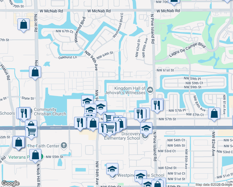 map of restaurants, bars, coffee shops, grocery stores, and more near 5901 London Lane in Tamarac
