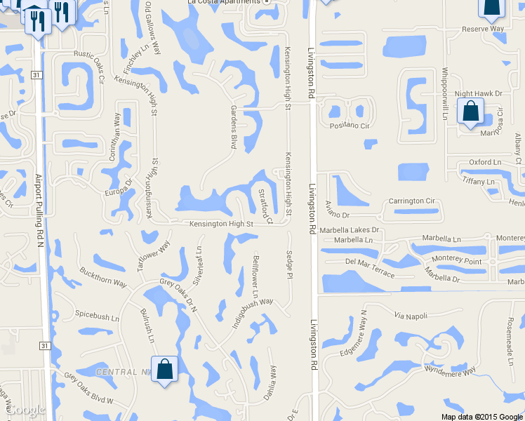 map of restaurants, bars, coffee shops, grocery stores, and more near 4764 Stratford Court in Naples