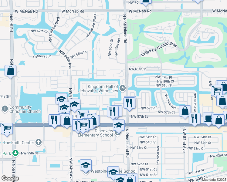 map of restaurants, bars, coffee shops, grocery stores, and more near 5898 Abbey Road in Tamarac