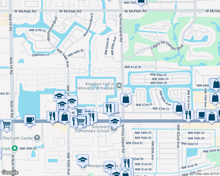 map of restaurants, bars, coffee shops, grocery stores, and more near 5898 Abbey Road in Tamarac