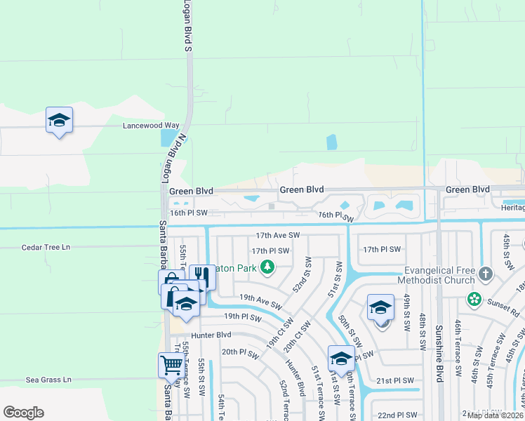 map of restaurants, bars, coffee shops, grocery stores, and more near 5374 16th Place Southwest in Naples