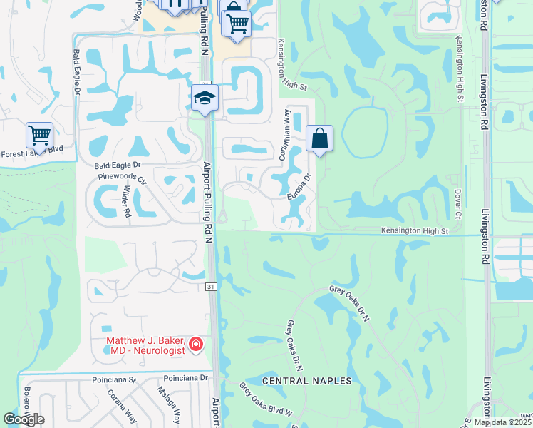 map of restaurants, bars, coffee shops, grocery stores, and more near 3323 Olympic Drive in Naples