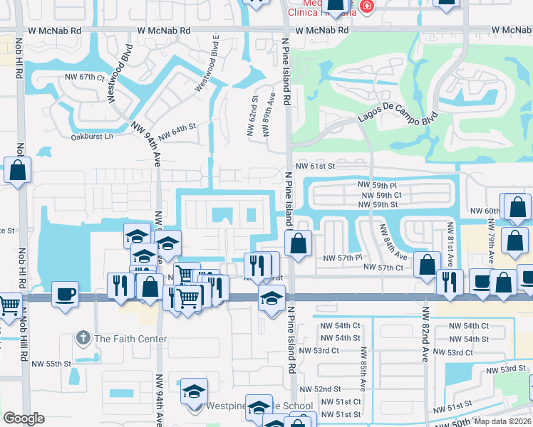 map of restaurants, bars, coffee shops, grocery stores, and more near 5964 Abbey Road in Tamarac