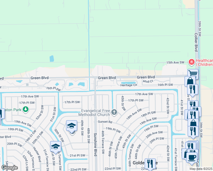 map of restaurants, bars, coffee shops, grocery stores, and more near 4260 Jefferson Lane in Naples