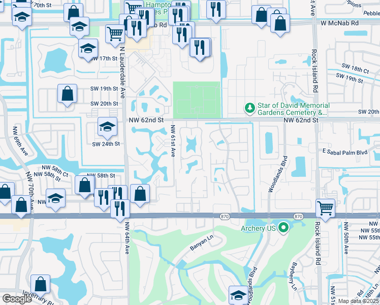 map of restaurants, bars, coffee shops, grocery stores, and more near 6183 Live Oak Court in Tamarac