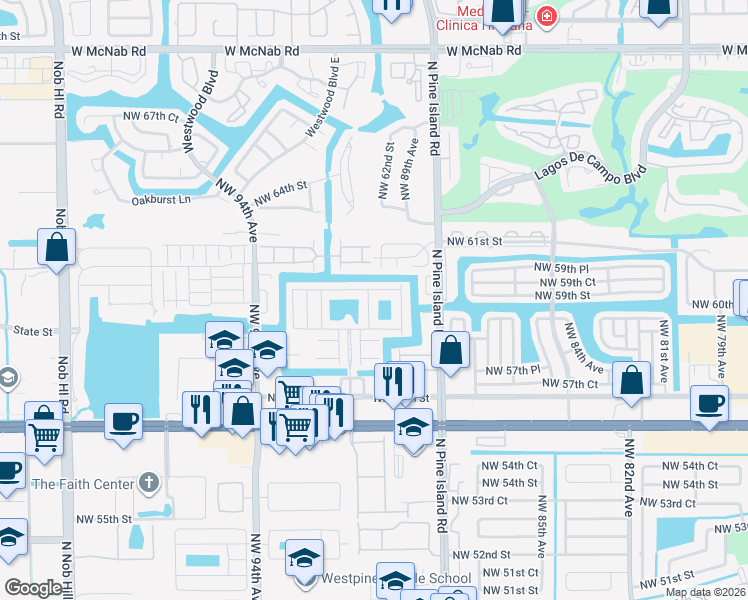 map of restaurants, bars, coffee shops, grocery stores, and more near 5964 Royal Way in Tamarac