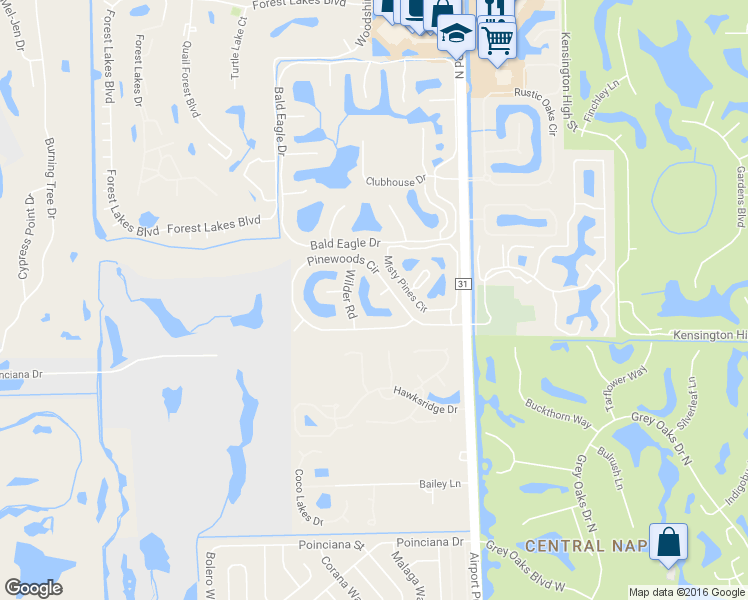 map of restaurants, bars, coffee shops, grocery stores, and more near 4412 Wilder Road in Naples