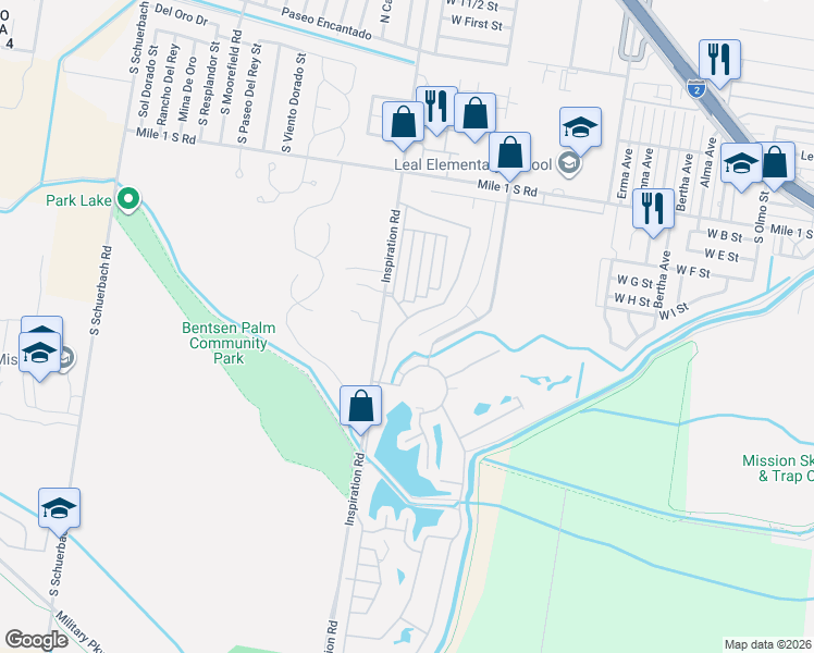 map of restaurants, bars, coffee shops, grocery stores, and more near 1120 Lake View Drive in Mission