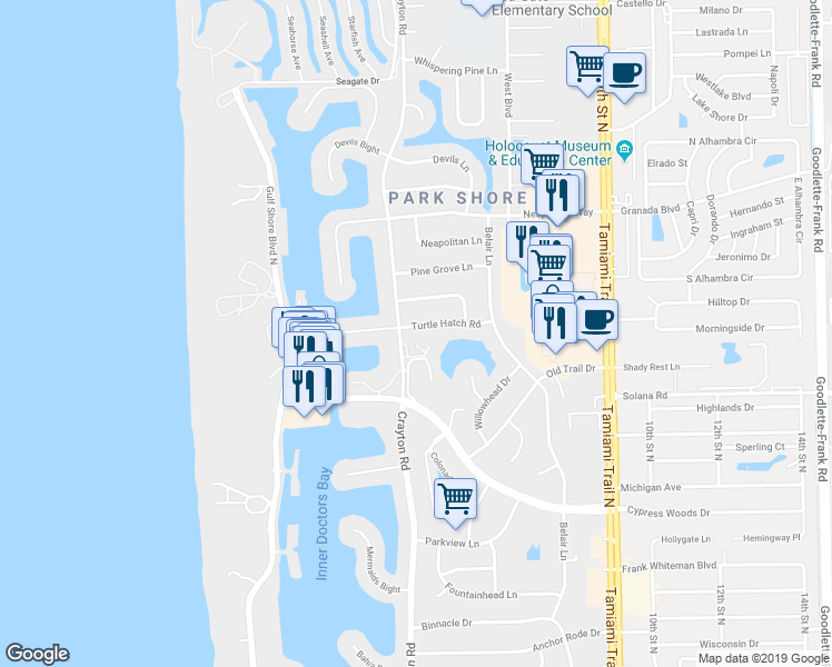 map of restaurants, bars, coffee shops, grocery stores, and more near 508 Turtle Hatch Road in Naples