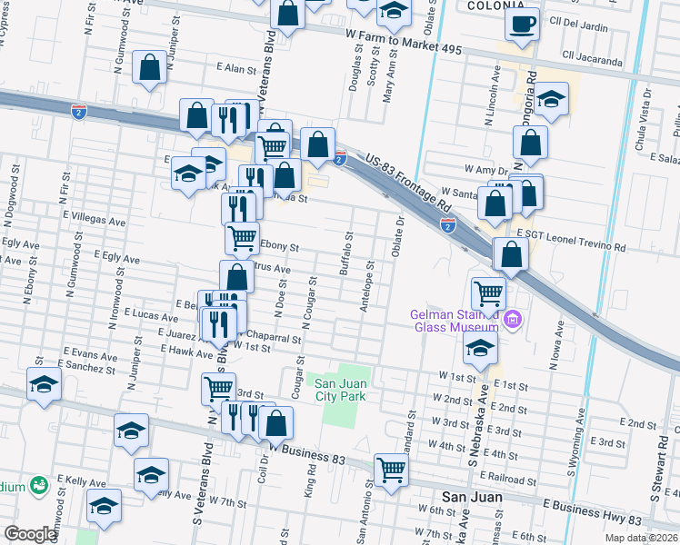 map of restaurants, bars, coffee shops, grocery stores, and more near 600 Citrus Street in San Juan