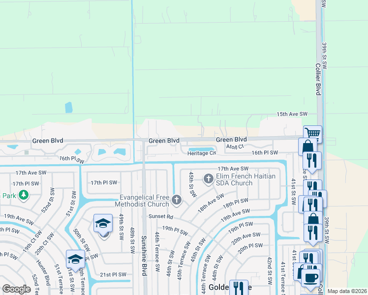 map of restaurants, bars, coffee shops, grocery stores, and more near 4250 Jefferson Lane in Naples