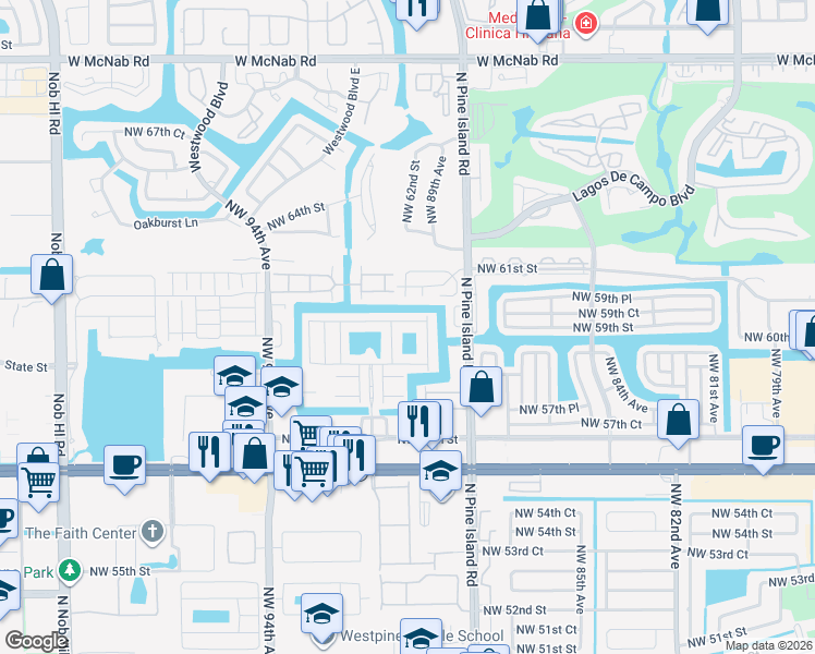 map of restaurants, bars, coffee shops, grocery stores, and more near 5964 Royal Way in Tamarac