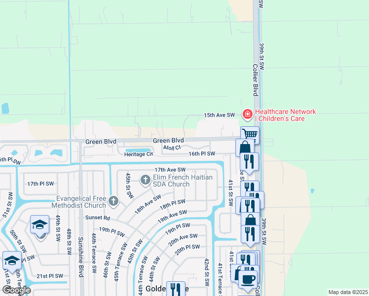 map of restaurants, bars, coffee shops, grocery stores, and more near 4259 Atoll Court in Naples