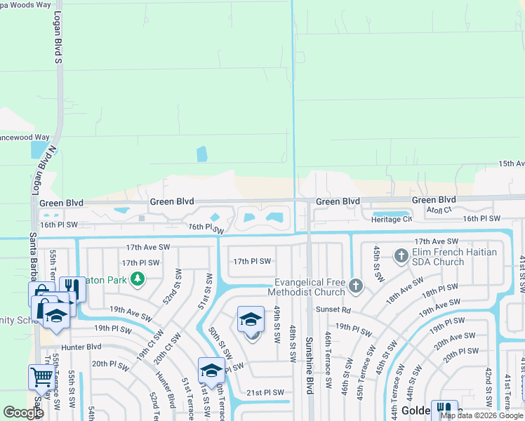 map of restaurants, bars, coffee shops, grocery stores, and more near 4720 Whistlers Green Circle in Naples
