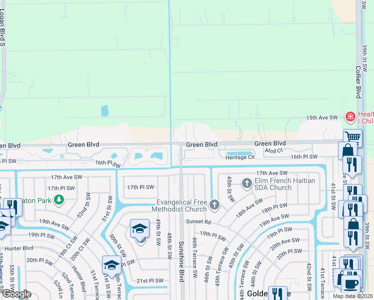 map of restaurants, bars, coffee shops, grocery stores, and more near 4251 Jefferson Lane in Naples