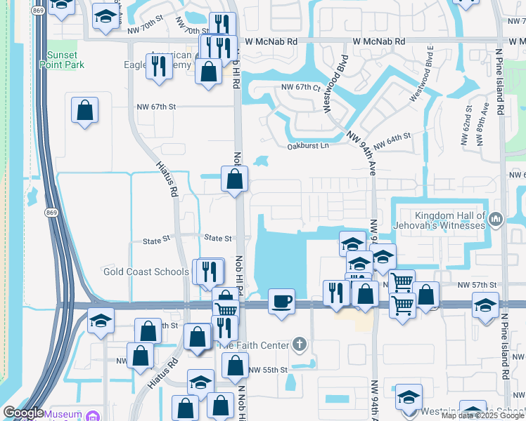 map of restaurants, bars, coffee shops, grocery stores, and more near 9950 Red Heart Ln in Tamarac