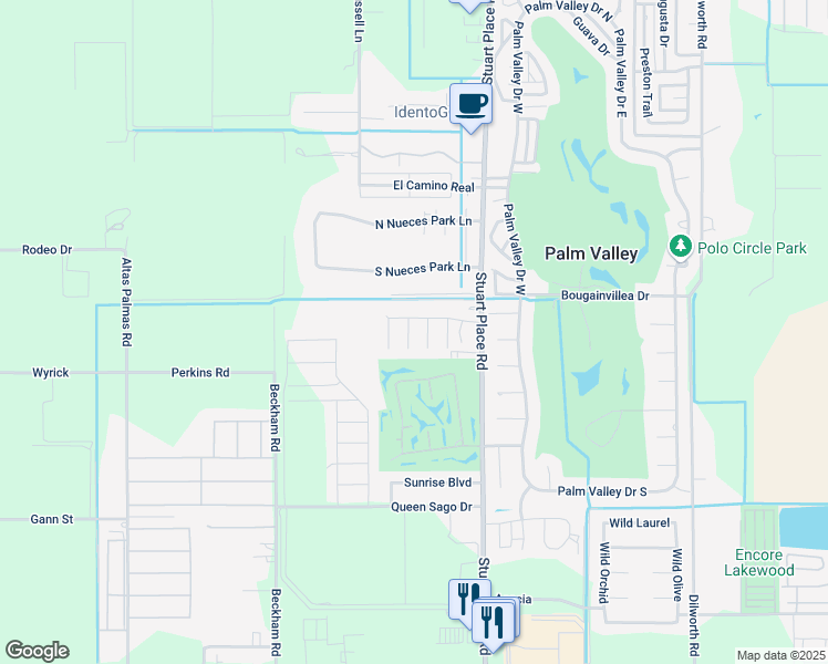 map of restaurants, bars, coffee shops, grocery stores, and more near 617 Pinehurst Drive in Harlingen