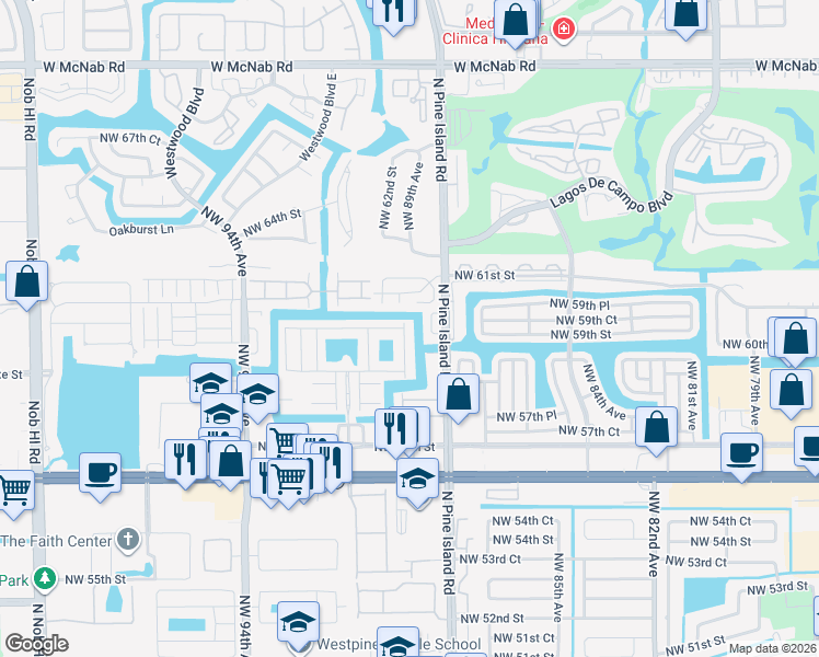 map of restaurants, bars, coffee shops, grocery stores, and more near 5964 Abbey Road in Tamarac