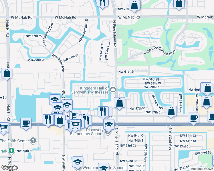 map of restaurants, bars, coffee shops, grocery stores, and more near 5964 Abbey Road in Tamarac