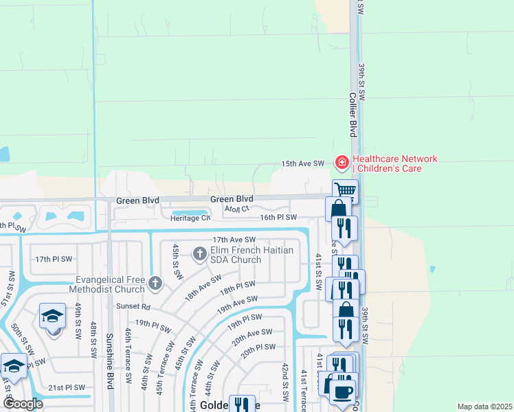 map of restaurants, bars, coffee shops, grocery stores, and more near 4259 Atoll Court in Naples