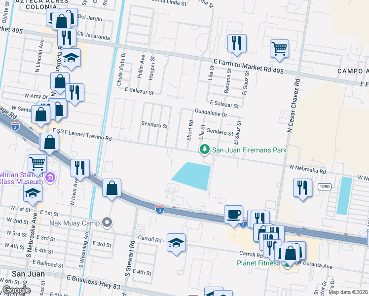 map of restaurants, bars, coffee shops, grocery stores, and more near 900 Washingtonia Palm Avenue in San Juan