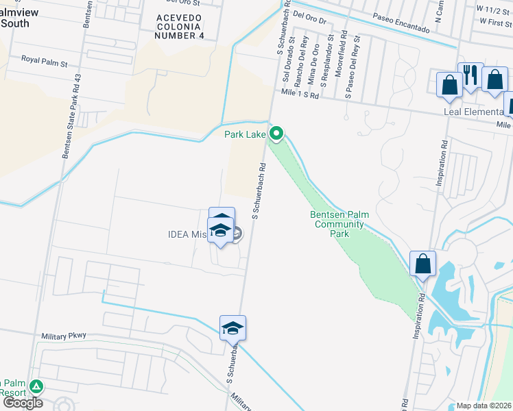 map of restaurants, bars, coffee shops, grocery stores, and more near North Schuerbach Road in Mission