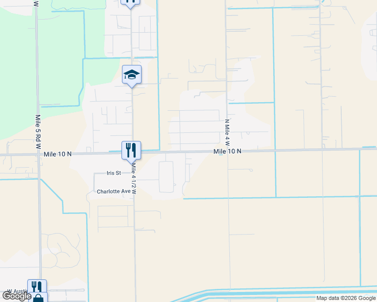 map of restaurants, bars, coffee shops, grocery stores, and more near 16 Mile 10 North in Weslaco
