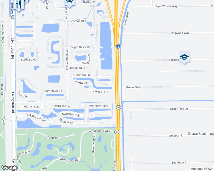 map of restaurants, bars, coffee shops, grocery stores, and more near 936 Hampton Circle in Naples