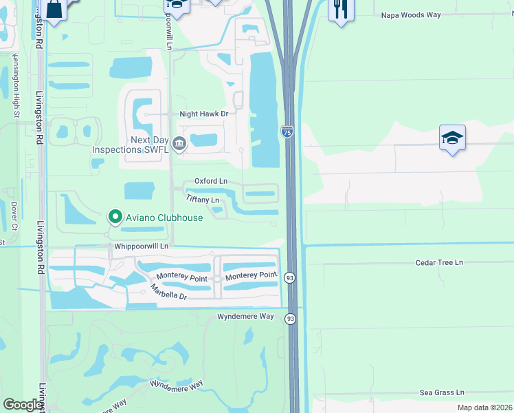 map of restaurants, bars, coffee shops, grocery stores, and more near 972 Hampton Circle in Naples
