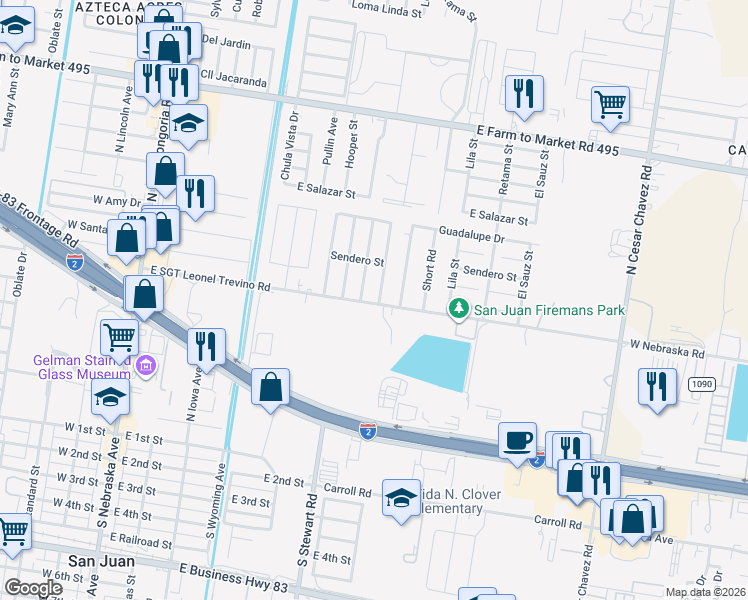 map of restaurants, bars, coffee shops, grocery stores, and more near 901 Paloma Drive in San Juan
