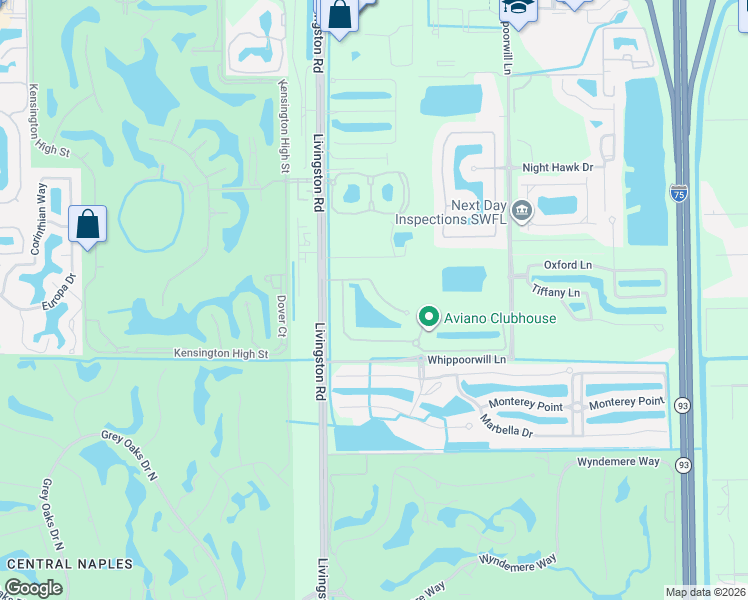 map of restaurants, bars, coffee shops, grocery stores, and more near 12620 Biscayne Court in Naples