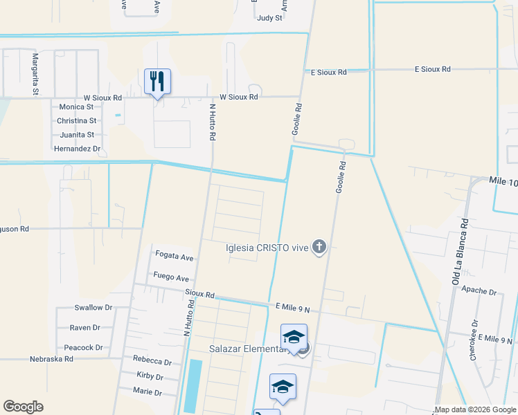 map of restaurants, bars, coffee shops, grocery stores, and more near 4337 Goolie Road in Donna