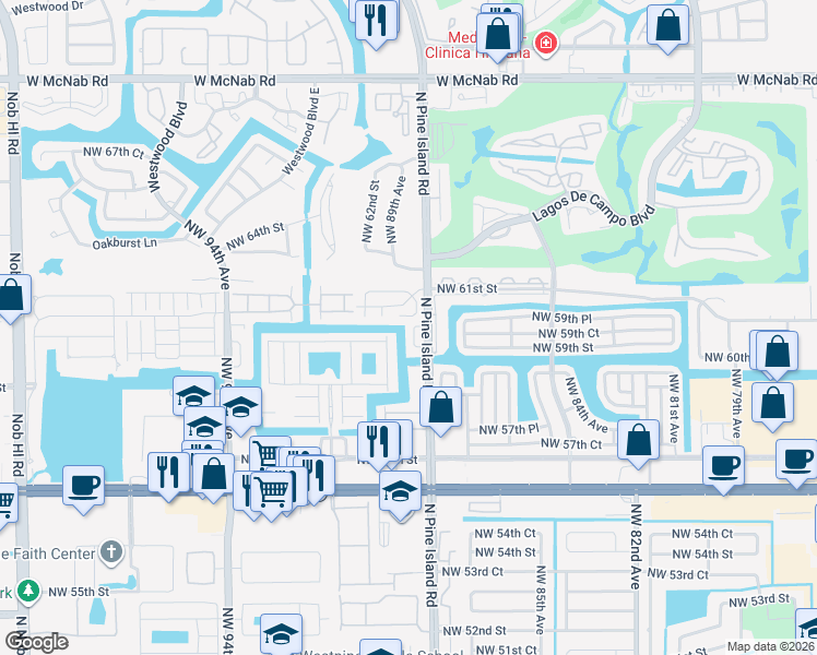 map of restaurants, bars, coffee shops, grocery stores, and more near 5964 Abbey Road in Tamarac