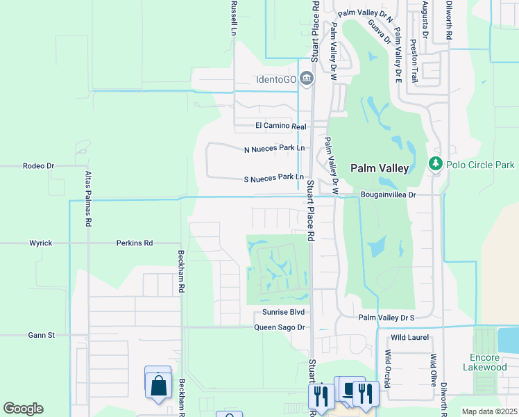 map of restaurants, bars, coffee shops, grocery stores, and more near 617 Pinehurst Drive in Harlingen